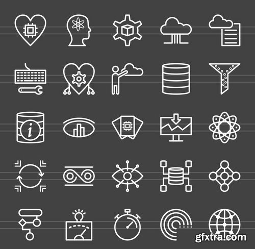 50 Data Analytics Line Inverted Icons