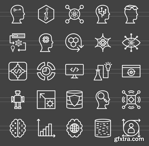 50 Data Analytics Line Inverted Icons