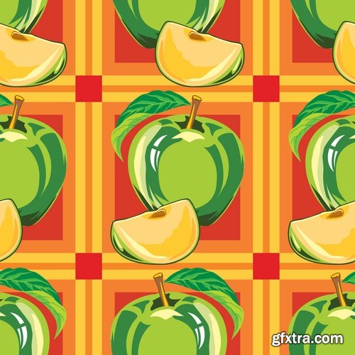 Background is a vegetable fruit berry wallpaper pattern 25 EPS