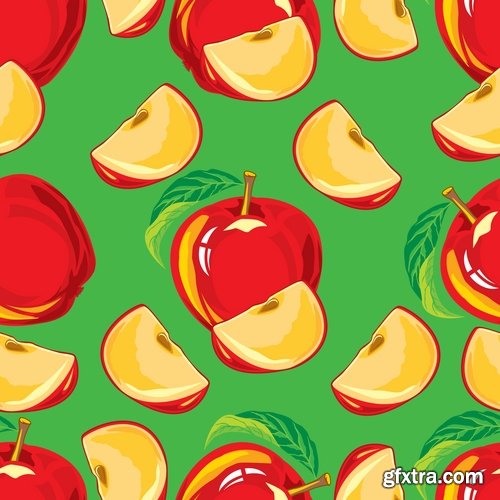 Background is a vegetable fruit berry wallpaper pattern 25 EPS