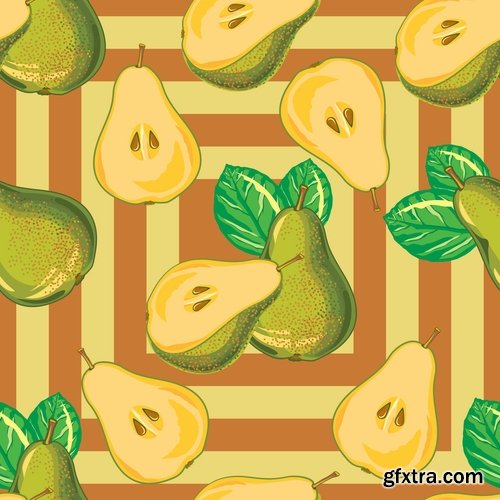 Background is a vegetable fruit berry wallpaper pattern 25 EPS