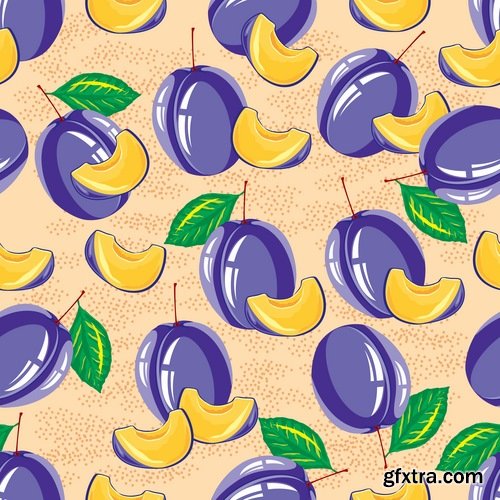 Background is a vegetable fruit berry wallpaper pattern 25 EPS