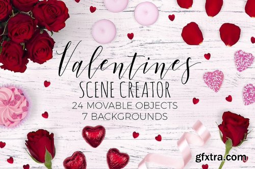 CreativeMarket Valentines Scene Creator - Top View 2174895