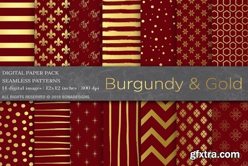 CM - Burgundy Gold Digital Paper 2275704