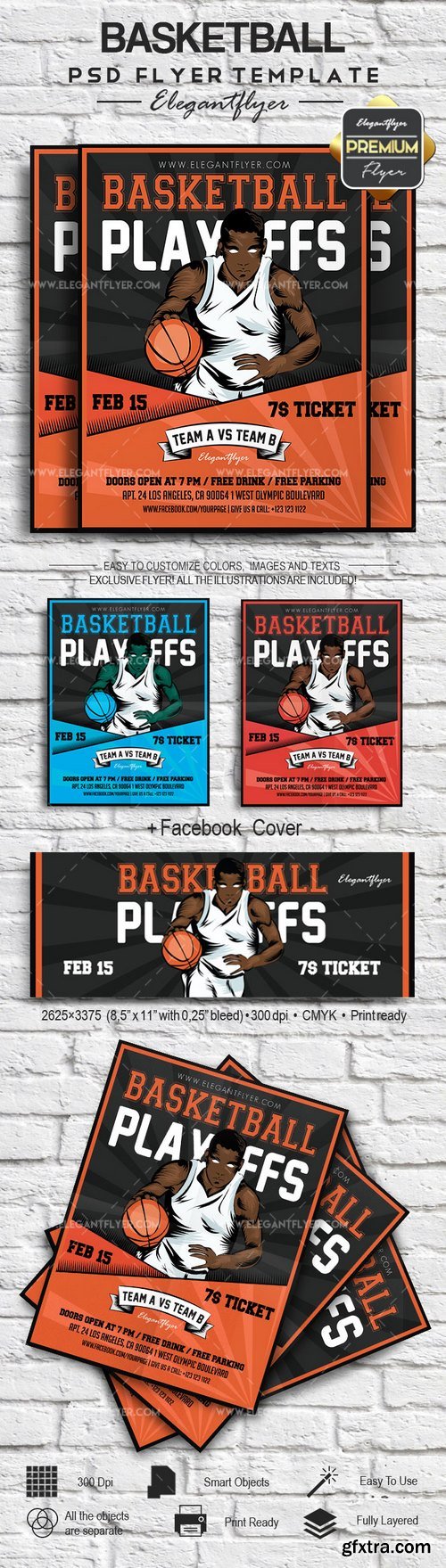 Basketball – Flyer PSD Template + Facebook Cover