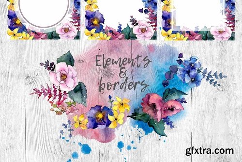 CM - Bouquet PNG watercolor flower set 2281161