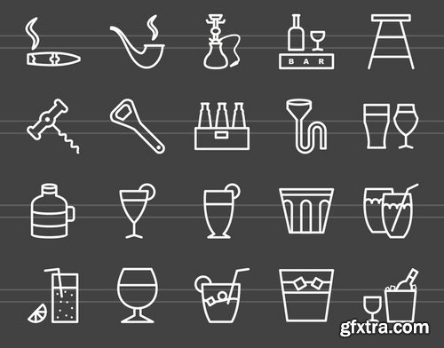 40 Cafe & Bar Line Inverted Icons