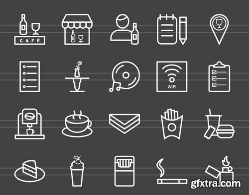 40 Cafe & Bar Line Inverted Icons