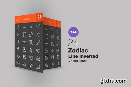 24 Zodiac Line Inverted Icons