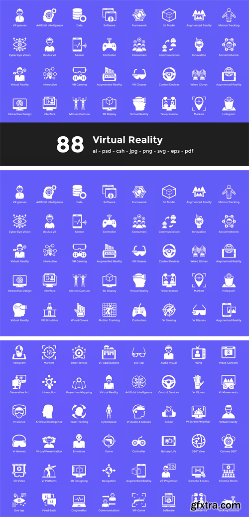 CM - 88 Virtual Reality Vector Icons 2194493