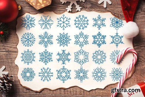 CreativeMarket 500 Snowflake Vector Ornaments 1927389