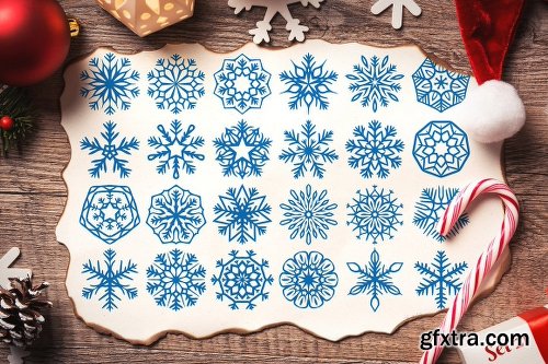 CreativeMarket 500 Snowflake Vector Ornaments 1927389