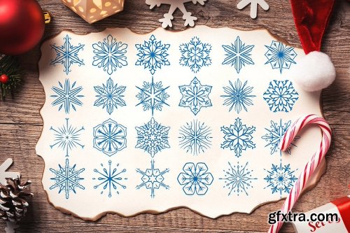 CreativeMarket 500 Snowflake Vector Ornaments 1927389