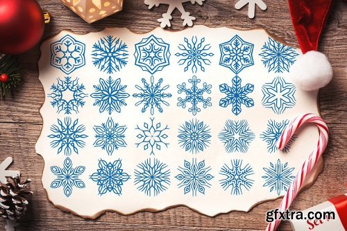 CreativeMarket 500 Snowflake Vector Ornaments 1927389