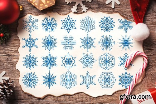 CreativeMarket 500 Snowflake Vector Ornaments 1927389