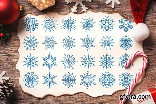 CreativeMarket 500 Snowflake Vector Ornaments 1927389