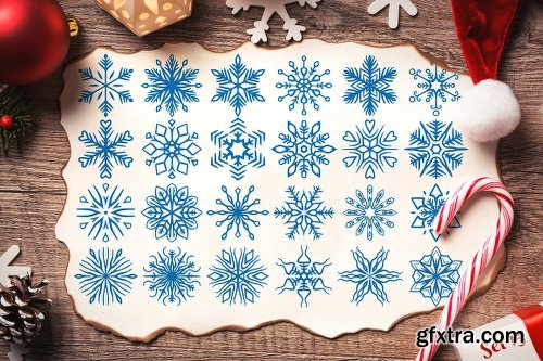 CreativeMarket 500 Snowflake Vector Ornaments 1927389