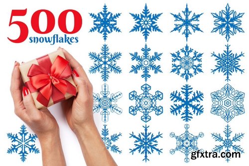 CreativeMarket 500 Snowflake Vector Ornaments 1927389