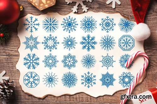 CreativeMarket 500 Snowflake Vector Ornaments 1927389