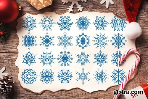 CreativeMarket 500 Snowflake Vector Ornaments 1927389