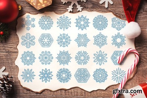 CreativeMarket 500 Snowflake Vector Ornaments 1927389