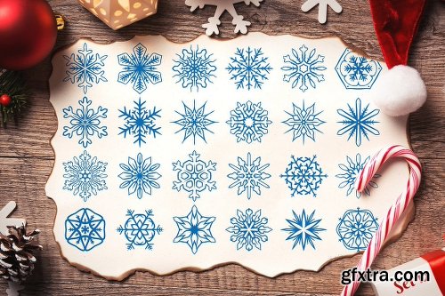 CreativeMarket 500 Snowflake Vector Ornaments 1927389