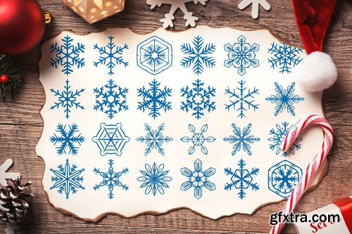 CreativeMarket 500 Snowflake Vector Ornaments 1927389