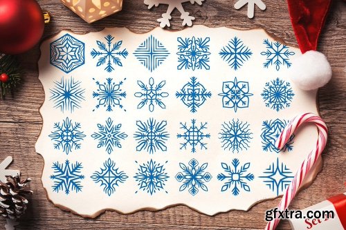 CreativeMarket 500 Snowflake Vector Ornaments 1927389