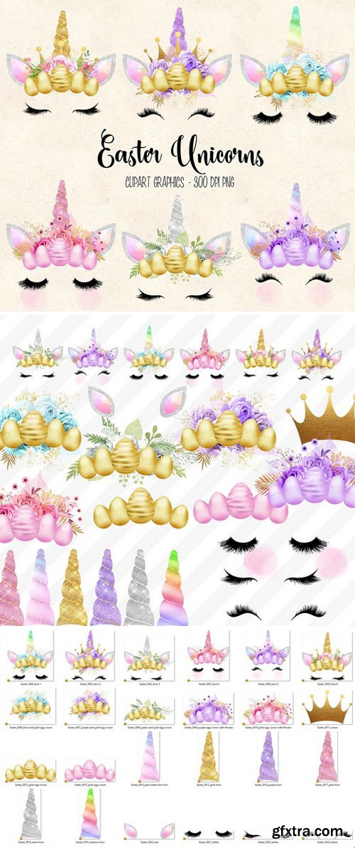 CM - Easter Unicorn Faces clipart 2228328