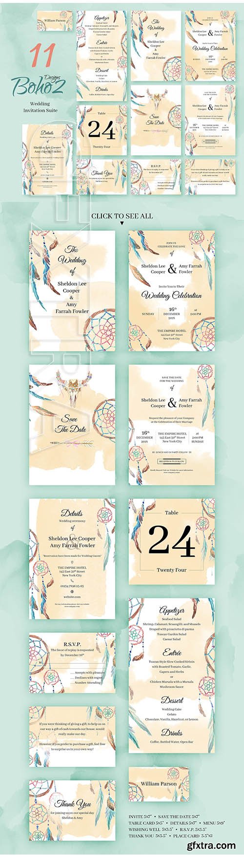 CreativeMarket - Boho2 Wedding Invitation Package 2231088