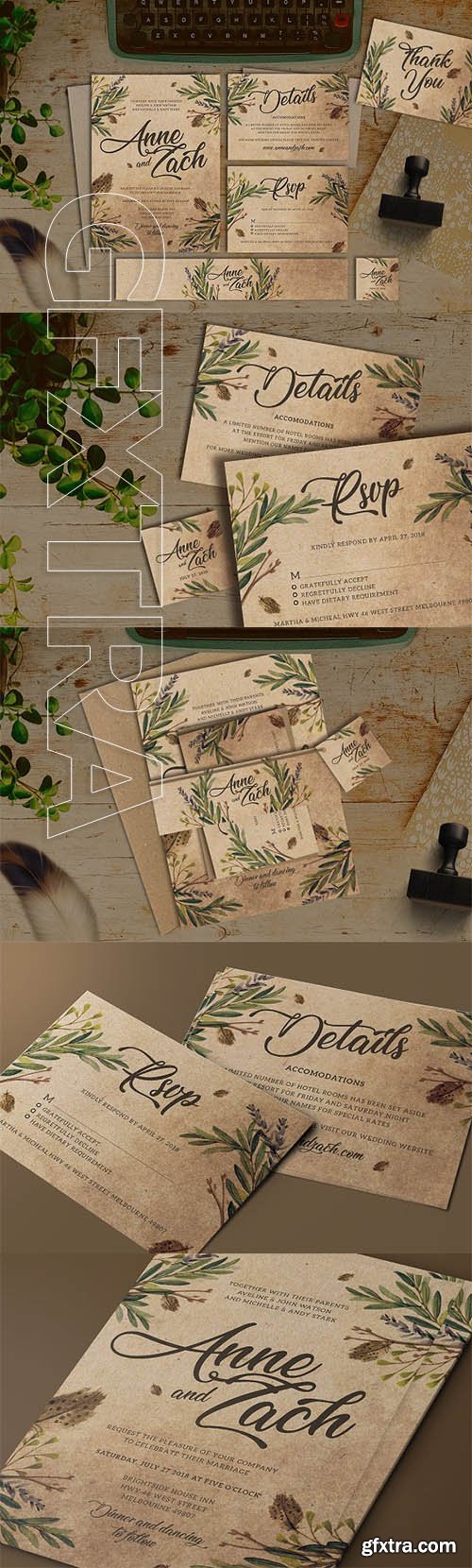 CreativeMarket - Leaves Wedding Invitation 2292281