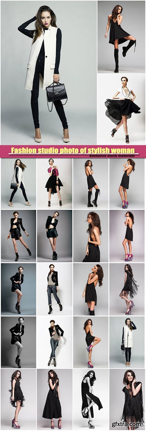 Fashion studio photo of elegant stylish woman