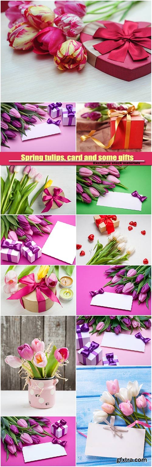 Spring tulips, card and some gifts