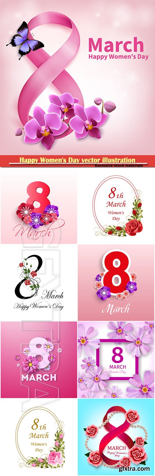 Happy Women\'s Day vector illustration,8 March, spring flower background # 4