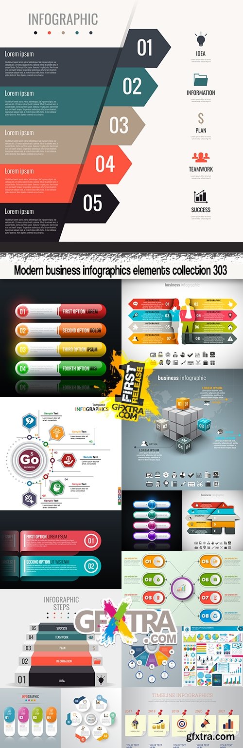 Modern business infographics elements collection 303