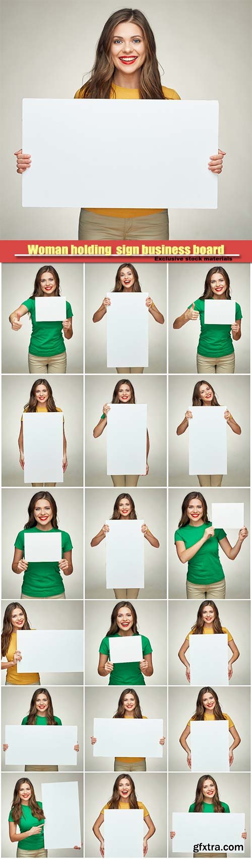 Young woman holding  sign business board