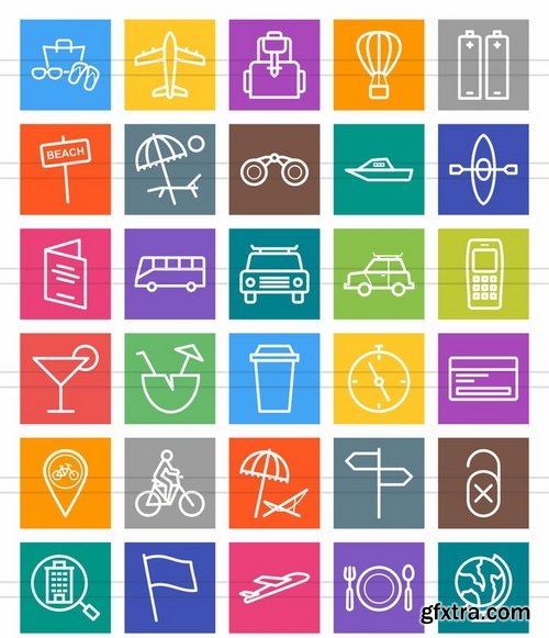 60 Travel Line Multicolor BG Icons