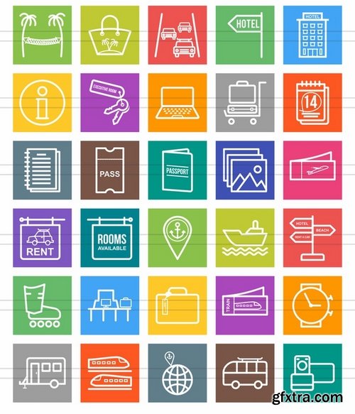 60 Travel Line Multicolor BG Icons