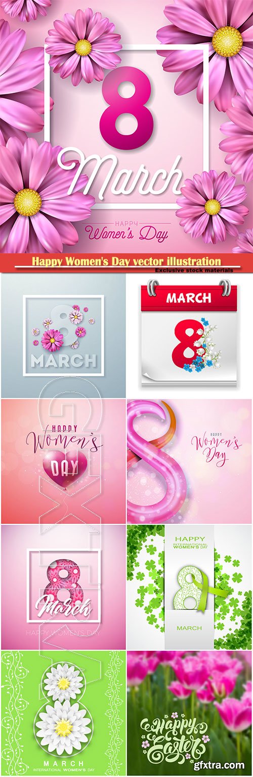 Happy Women\'s Day vector illustration,8 March, spring flower background # 8