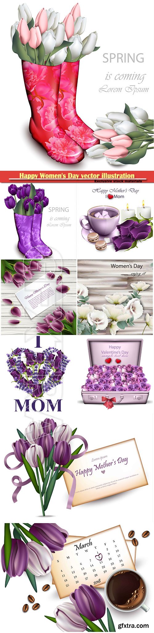 Happy Women\'s Day vector illustration,8 March, spring flower background # 9