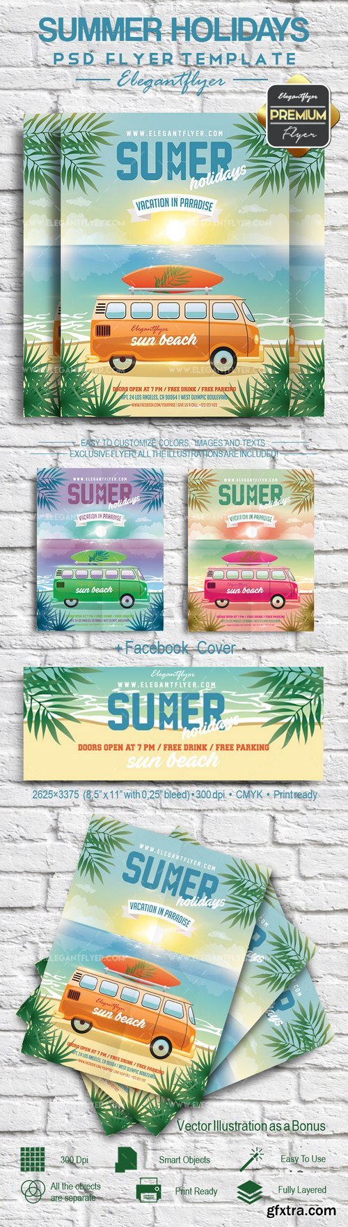 Summer Holidays – Flyer PSD Template + Facebook Cover