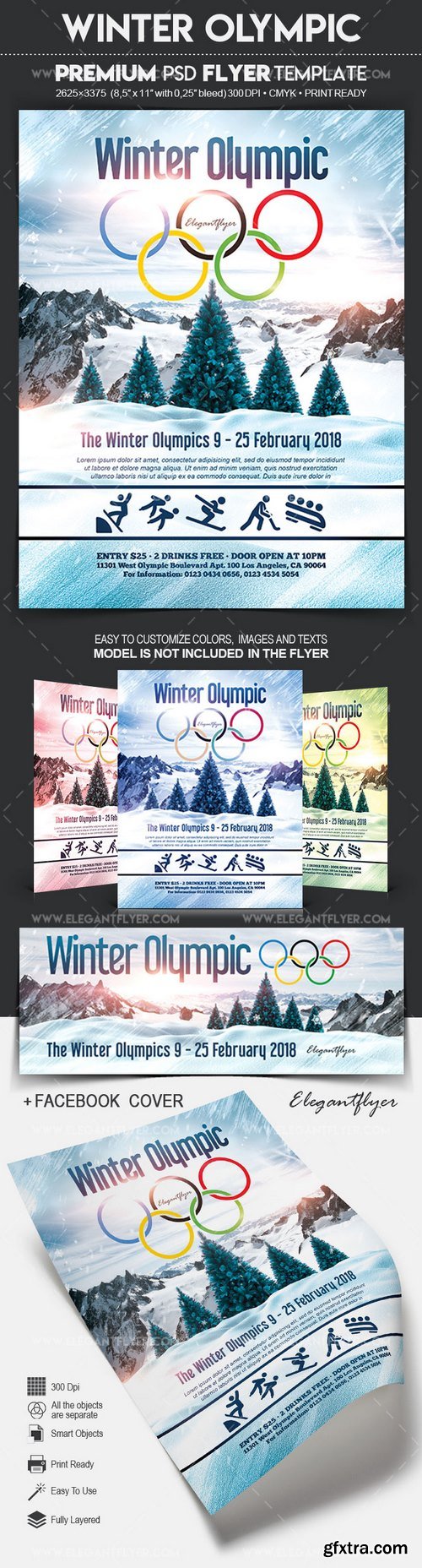 Winter Olympic – Flyer PSD Template + Facebook Cover