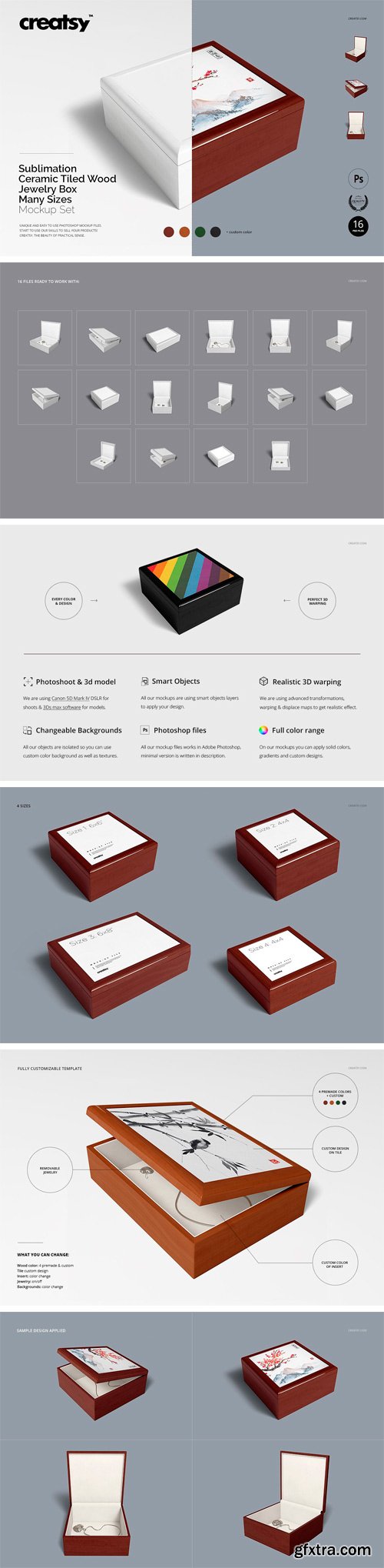 CM - Tiled Wood Jewelry Box Mockup Set 2249144