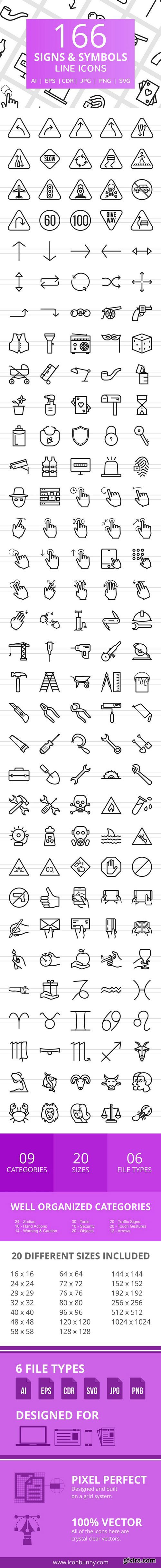 CM - 166 Signs & Symbols Line Icons 2230245