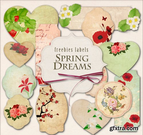 Flower Labels on Transparent Background - Spring Dreams