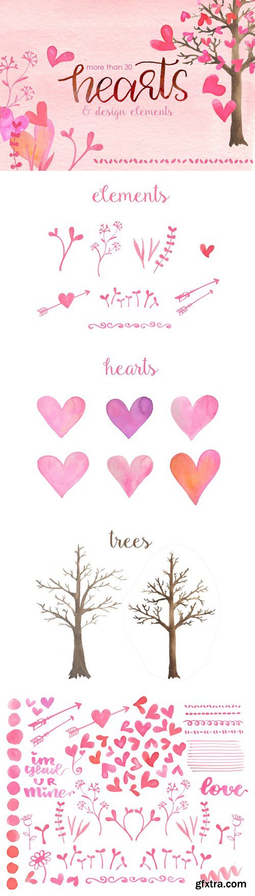 CM - WaterColor Hearts & Design Elements 2231481