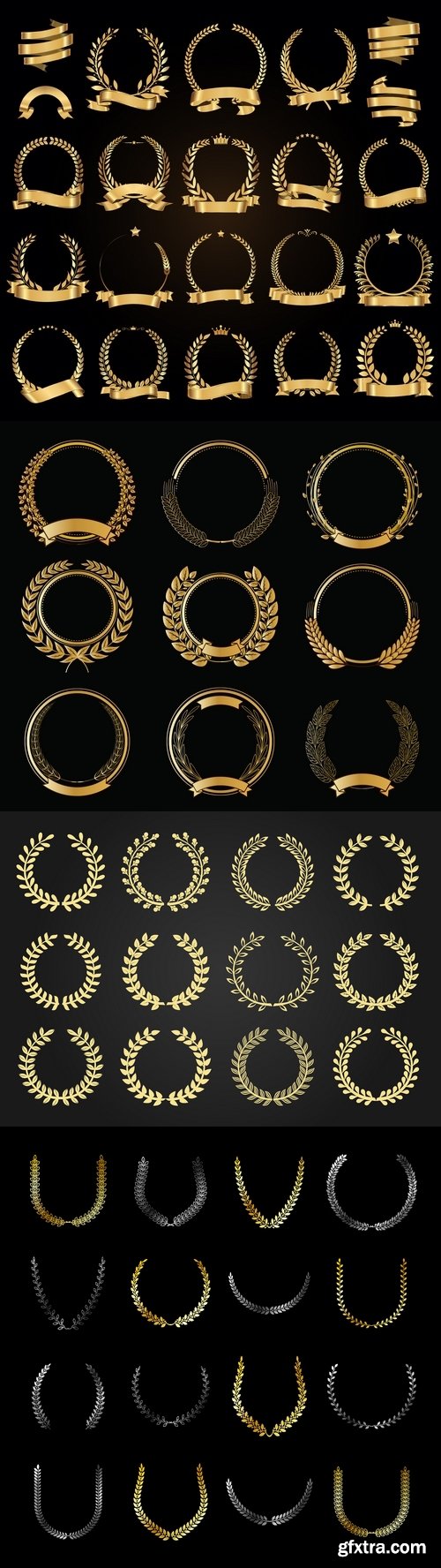 Vectors - Gold Laurel Wreath Elements 7