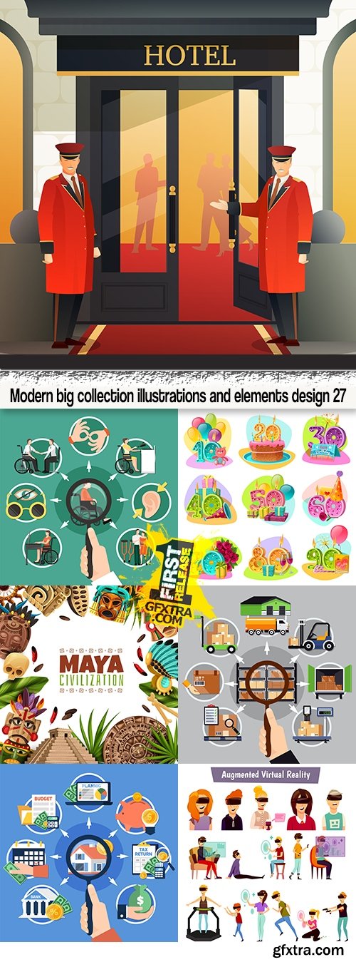 Modern big collection illustrations and elements design 27