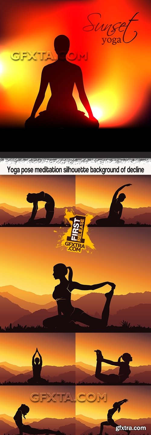 Yoga poses meditation silhouette background of decline