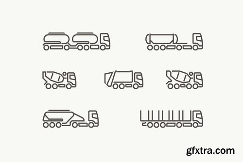 CM - Set of one-line truck icons. Vector 2294695